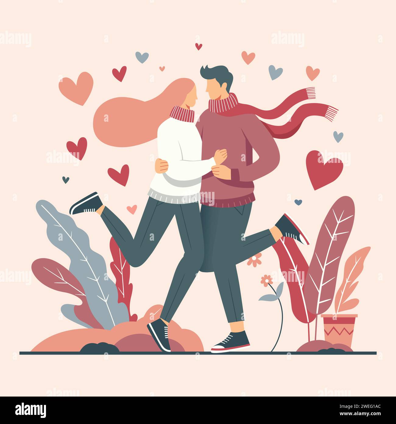 Vector Illustration Flat Couple Love for Valentines Day 18 Stock Vector ...