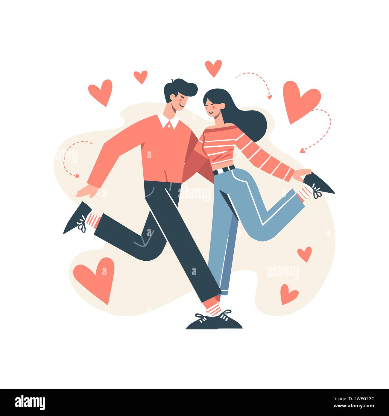 Vector Illustration Flat Couple Love for Valentines Day 1 Stock Vector ...