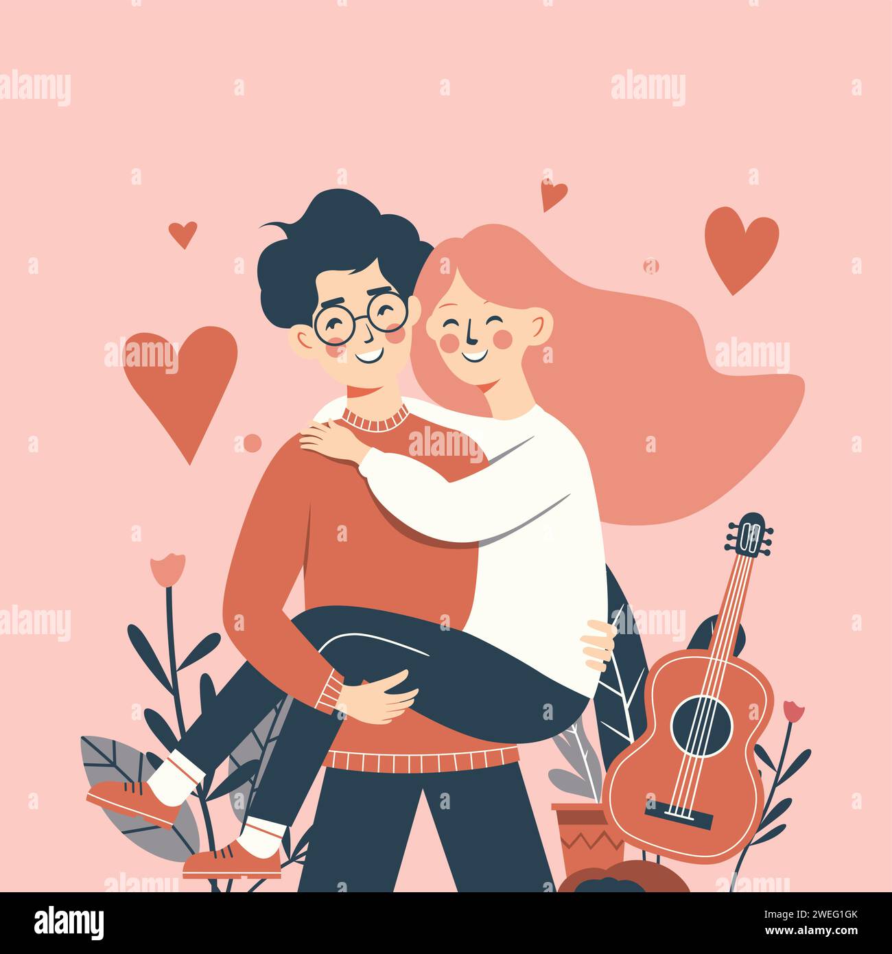Vector Illustration Flat Couple Love for Valentines Day 10 Stock Vector ...