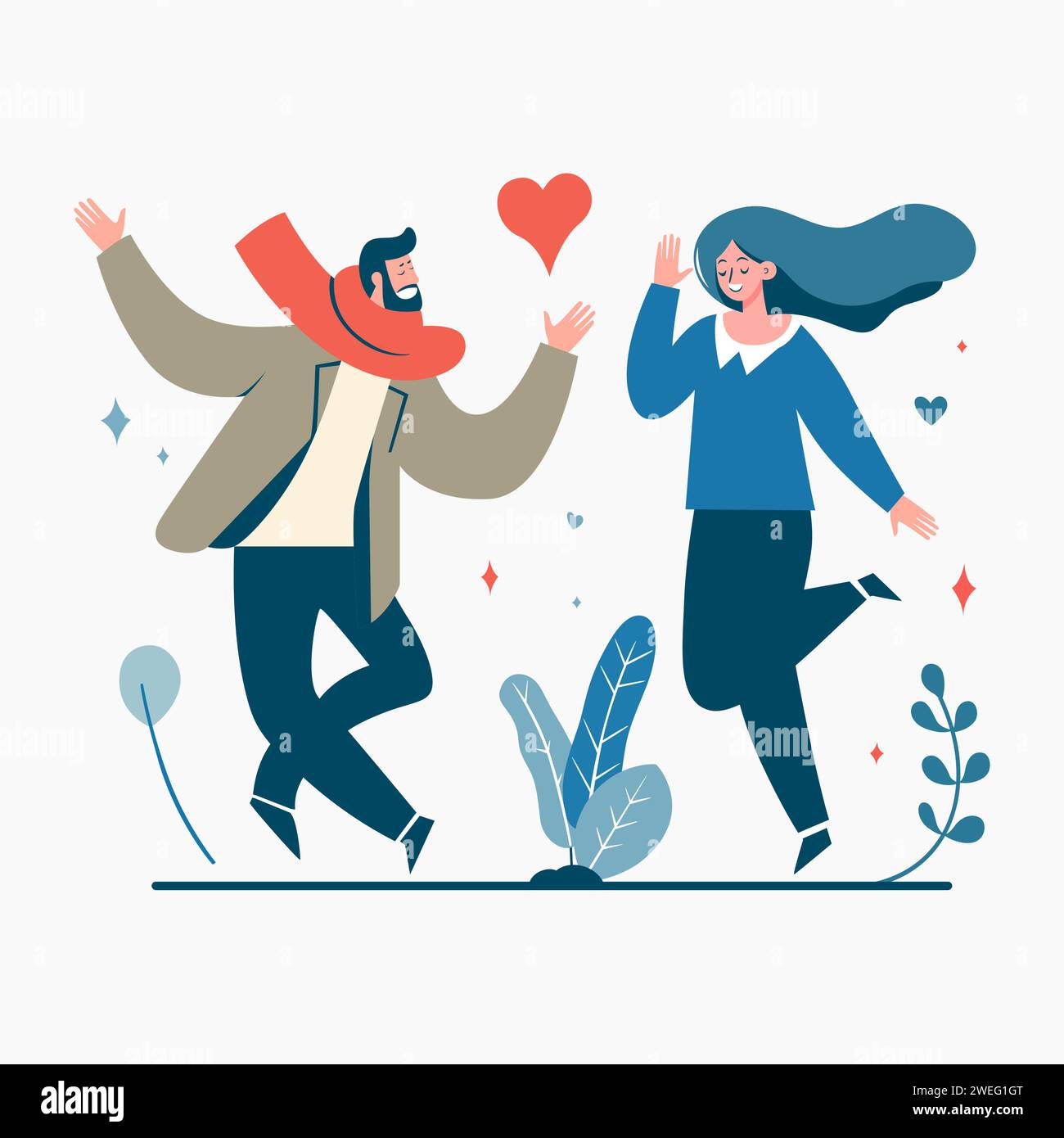 Vector Illustration Flat Couple Love for Valentines Day 13 Stock Vector ...