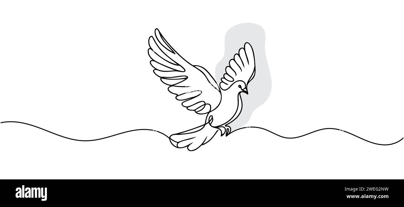 dove drawn in a continuous single line Stock Vector