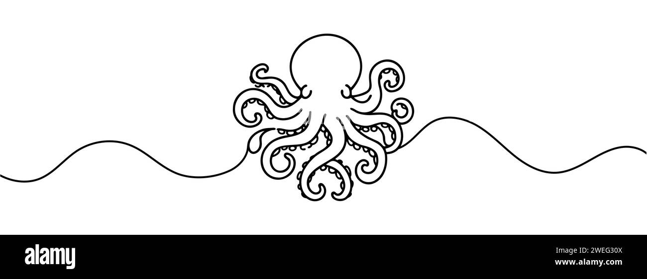 One continuous line drawing of an octopus Stock Vector Image & Art - Alamy