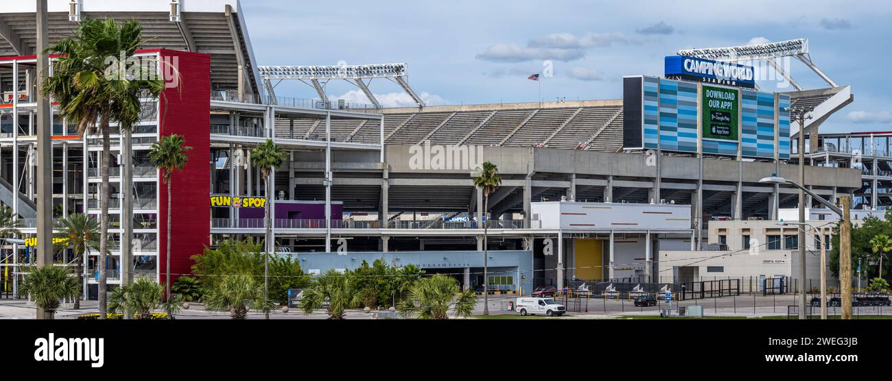 Camping World Stadium, host venue for various college and professional football bowl games, as well as other sporting events and concerts, in Orlando. Stock Photo