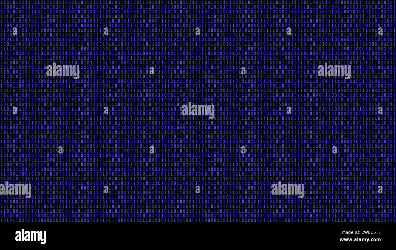 Computer data pattern. Binary code seamless vector background. Zero one binary dark blue texture. Stock Vector