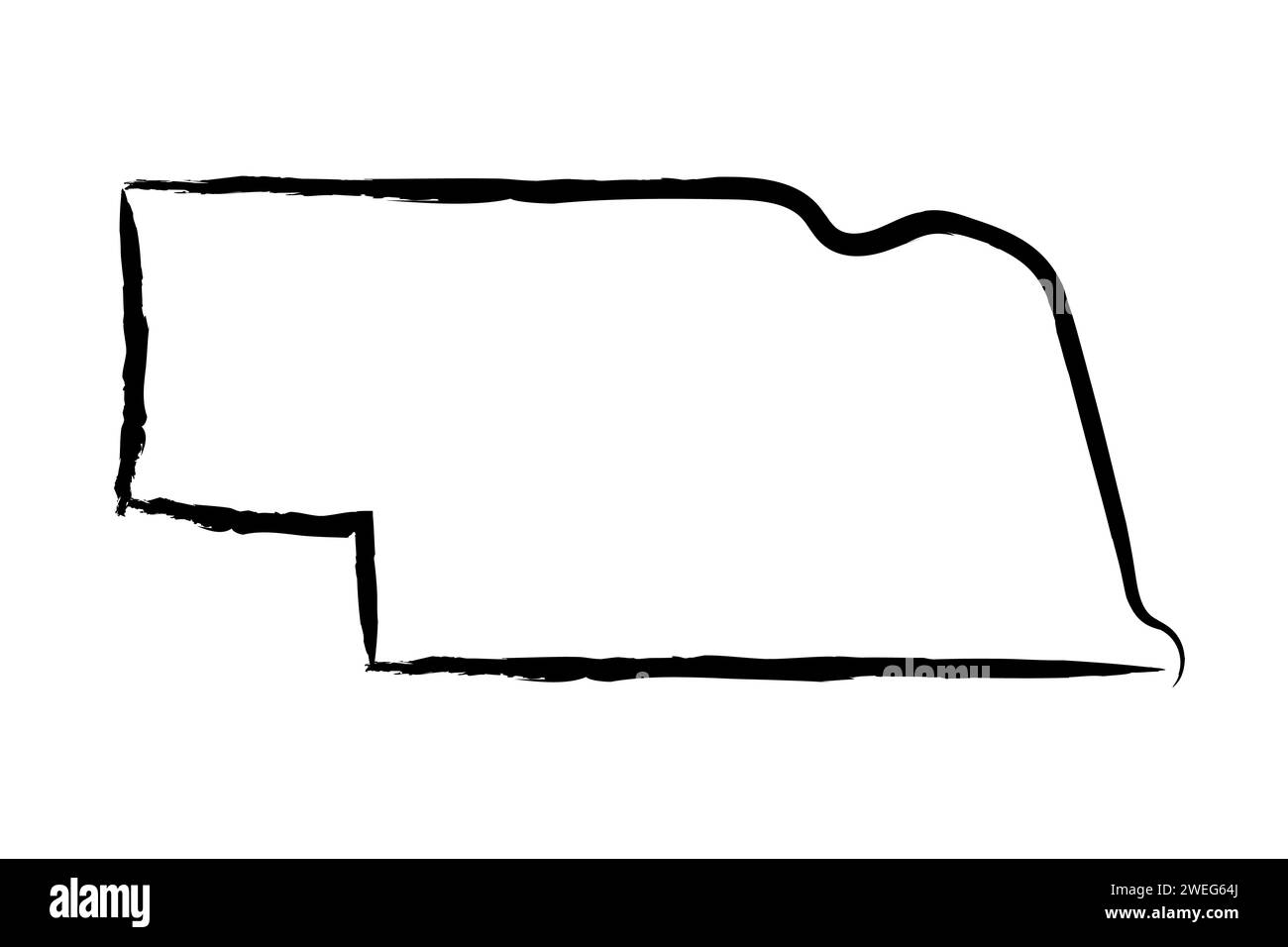 Nebraska map outline concept sketch. Isolated vector graphics hand