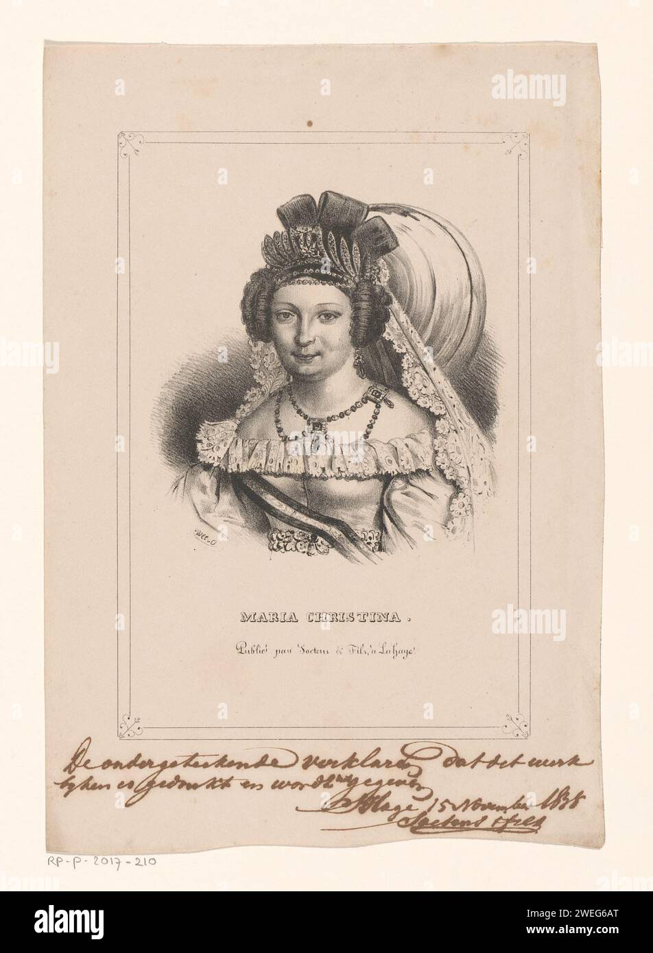 Portrait of Maria Christina van Bourbon Sicily, Wilhelmus Cornelis