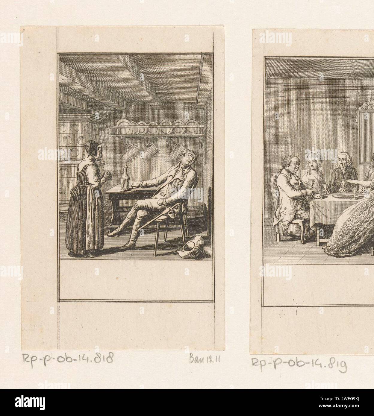 Anton in de Herberg, Daniel Nikolaus Chodowiecki, 1786 print   paper etching Literature. hotel, hostelry, inn. drinking Stock Photo
