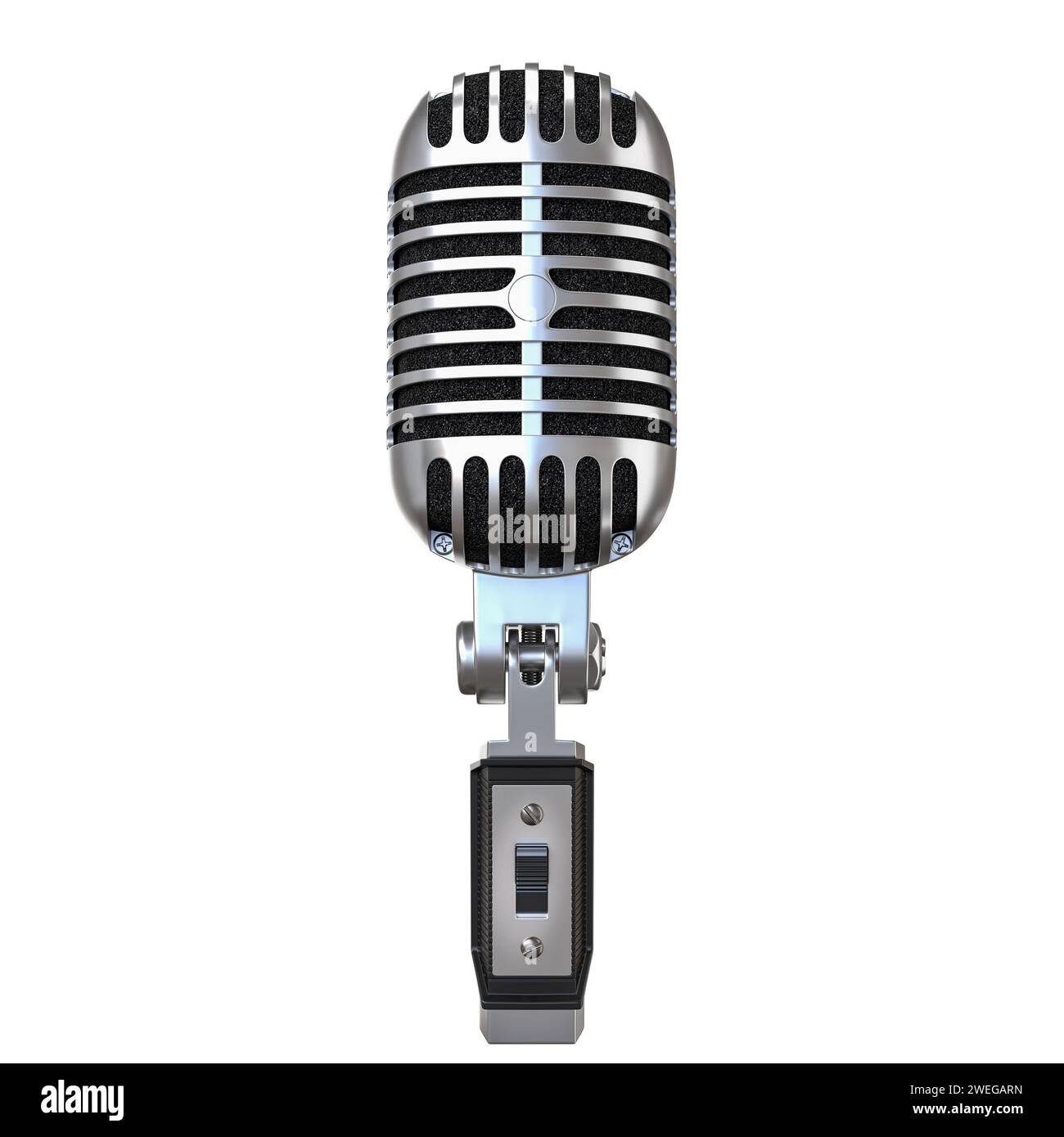 3d render of a vintage microphone isolated on white Stock Photo