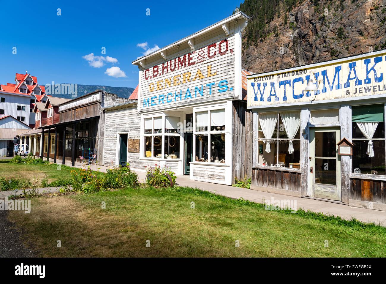 Three Valley Gap British Columbia Canada, July 13 2023: Historic vintage town at a tourist destination along the Trans Canada Highway. Stock Photo