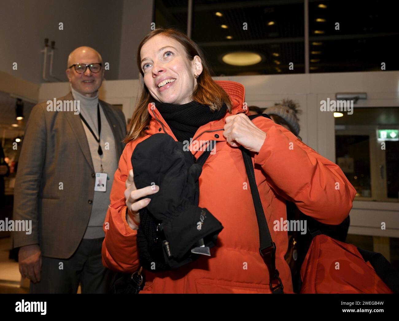 Helsinki, Finland. 25th Jan, 2025. The Left Alliance presidential candidate Li Andersson arrives