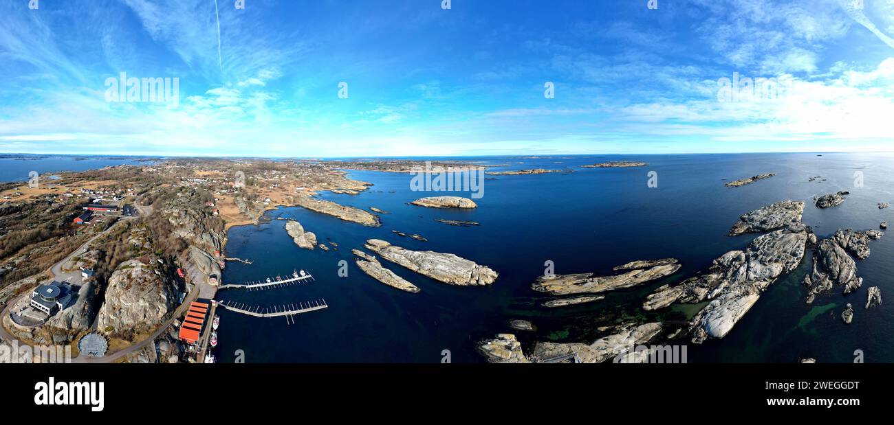 A panoramic view of Verdens Ende - World's End at the southernmost tip of the island of Tjome in Norway Stock Photo