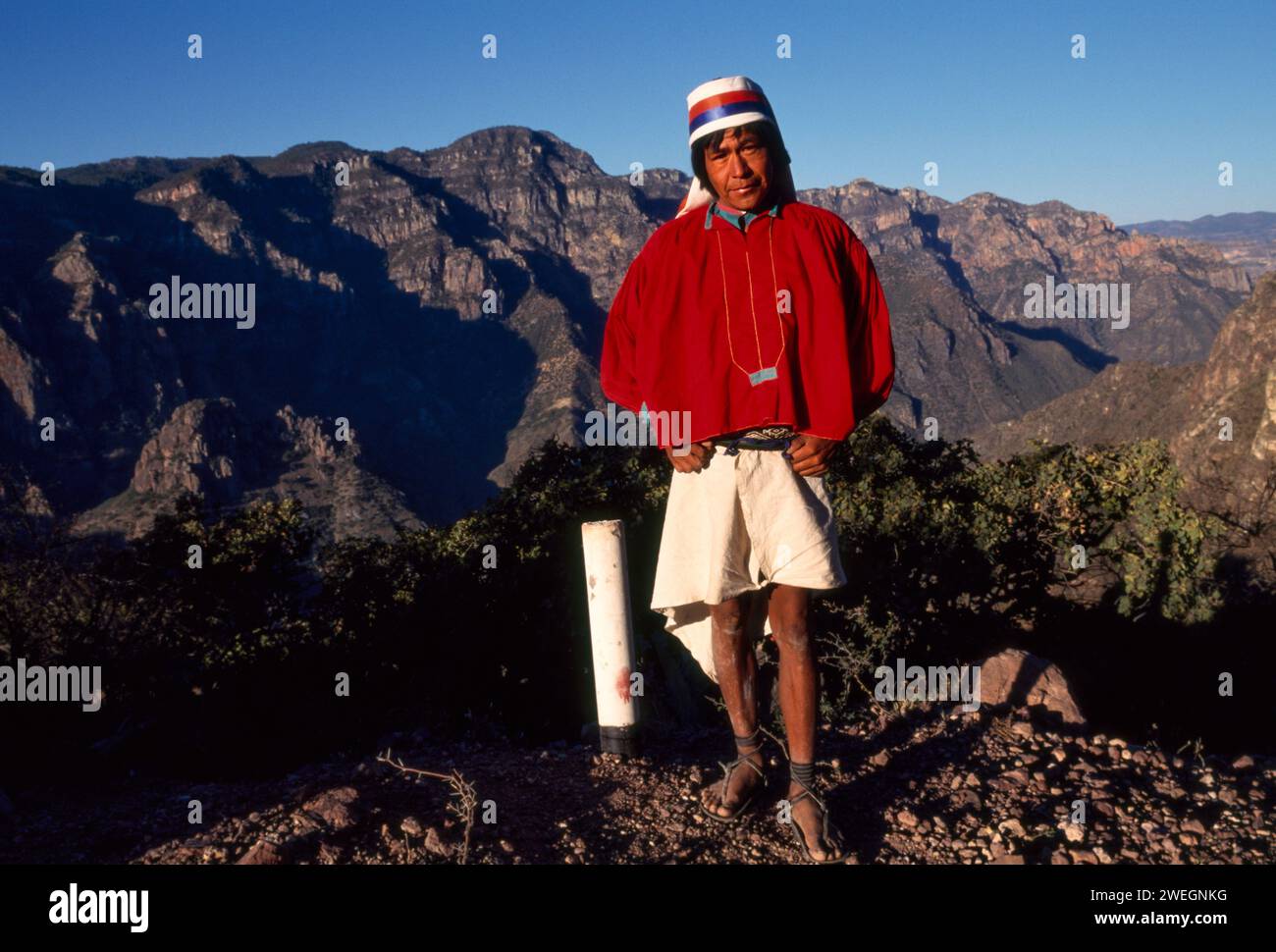 Tarahumara man, on the road to Batopilas, Copper Canyon region, Mexico Stock Photo