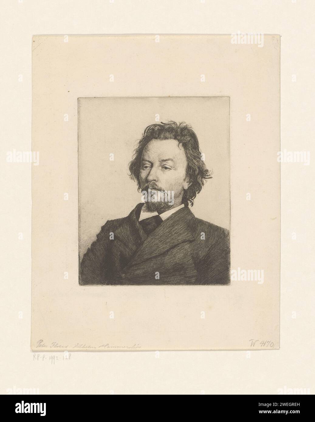 Portret Van Vilhelm Hammershoi, Peter Vilhelm Ilsted, 1900 print   paper etching historical persons Stock Photo
