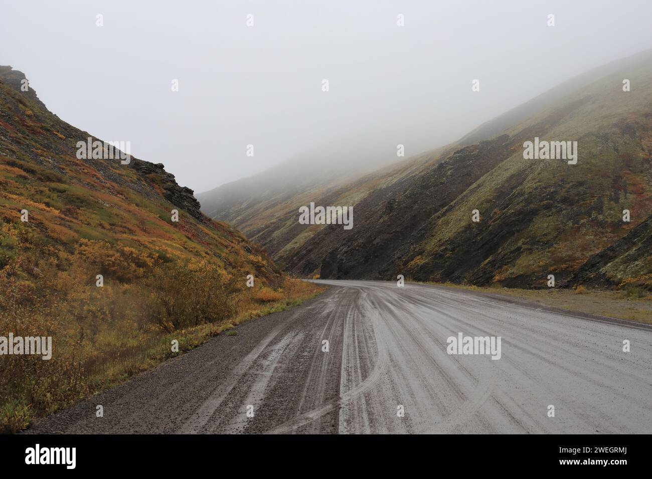 Mud and fog in Yukon Stock Photo
