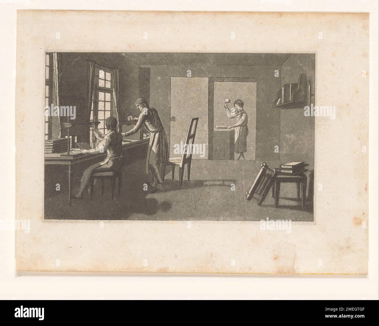 Interior of a Boekbinderij, 1800 - 1899 print paper etching bookbinding ...