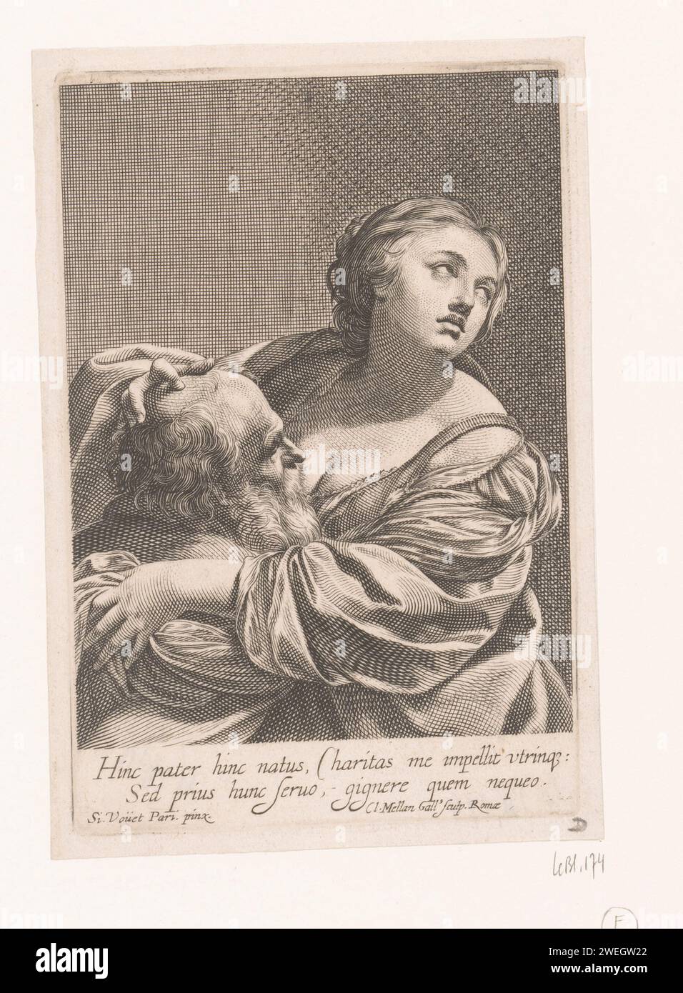 Caritas Romana: Cimon feeds her father Pero, Claude Mellan, After Simon Vouet, 1624 - 1636 print   paper engraving But Suckling Cimon ('Roman Caritas') Stock Photo