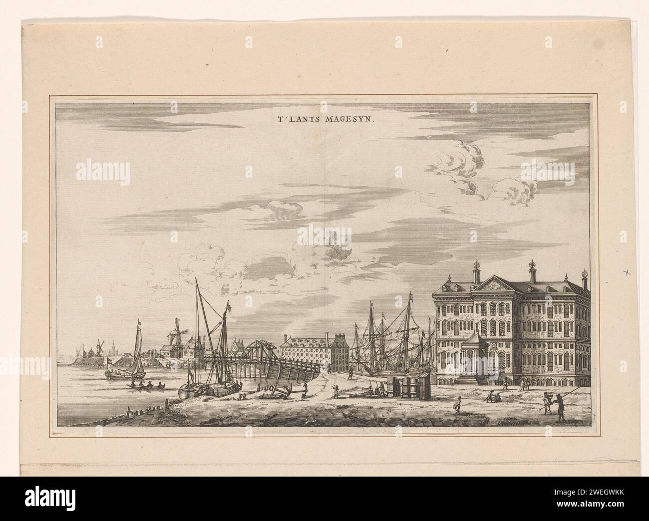 View of the Lands Zeemagazijn (Admiralty Wagazijn) in Amsterdam, Jacob ...
