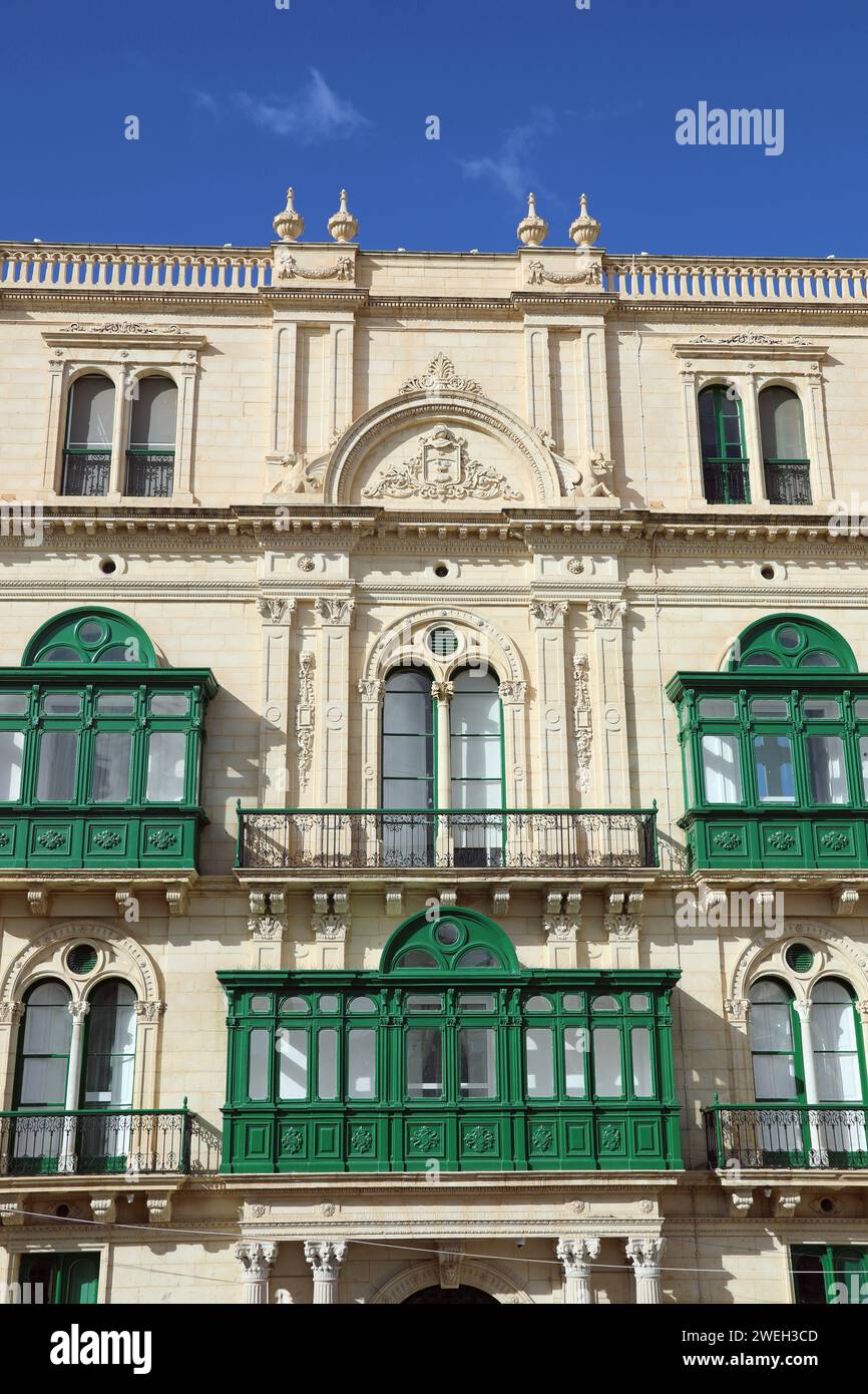 Palazzo Ferreria in the city centre of Valletta Stock Photo