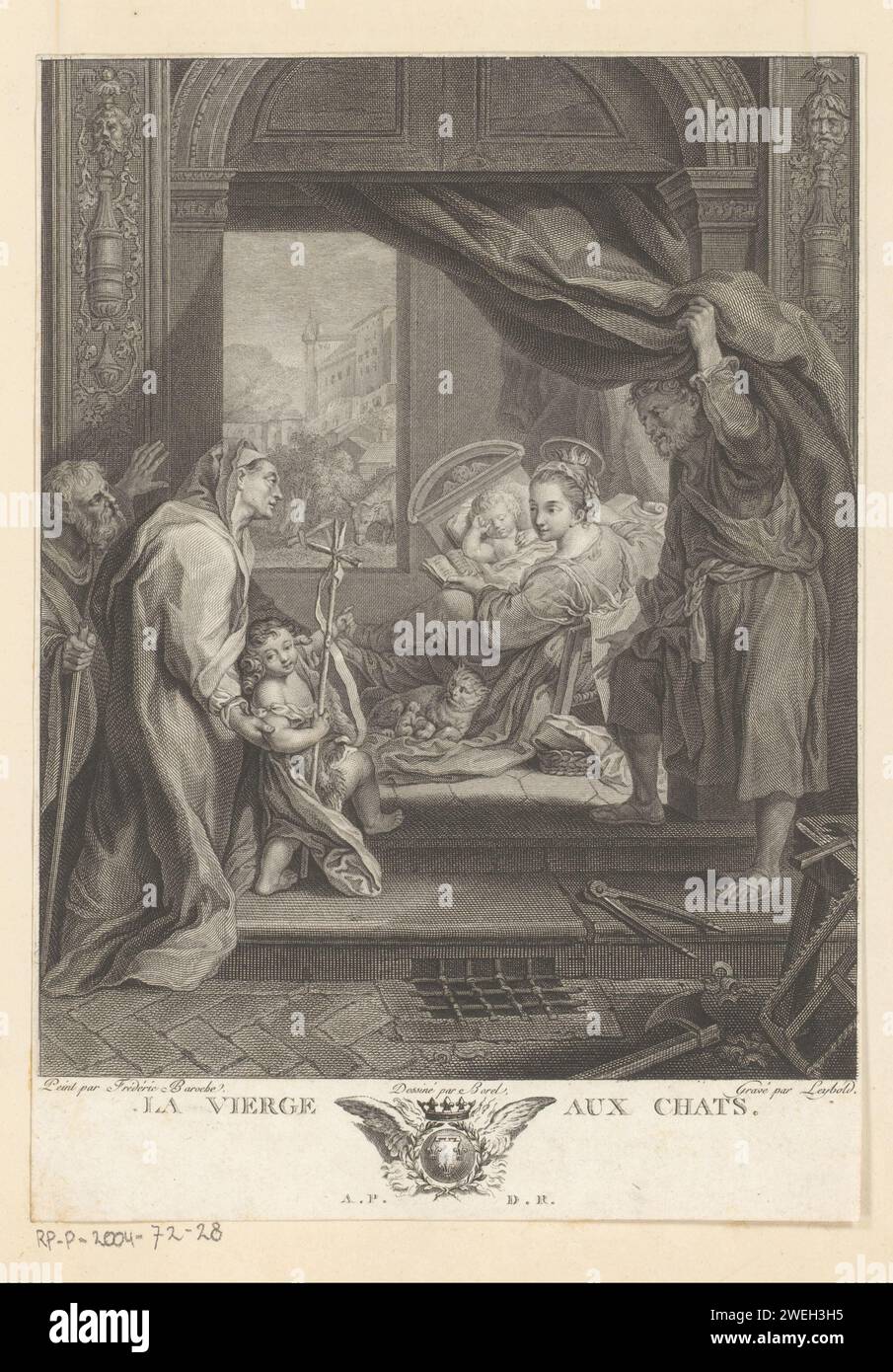 Mary with Christ child and a cat with kittens, Elisabet, Zacharius and ...