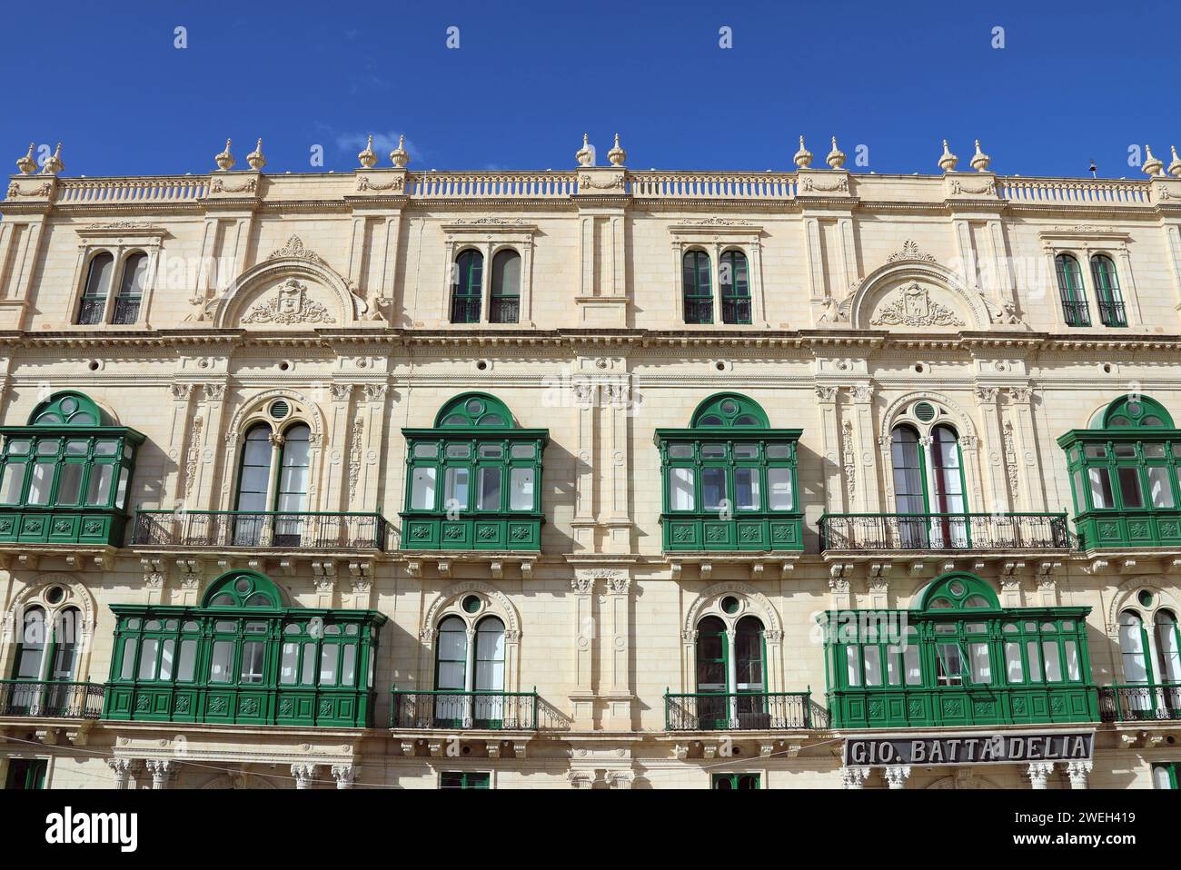Palazzo Ferreria in the city centre of Valletta Stock Photo