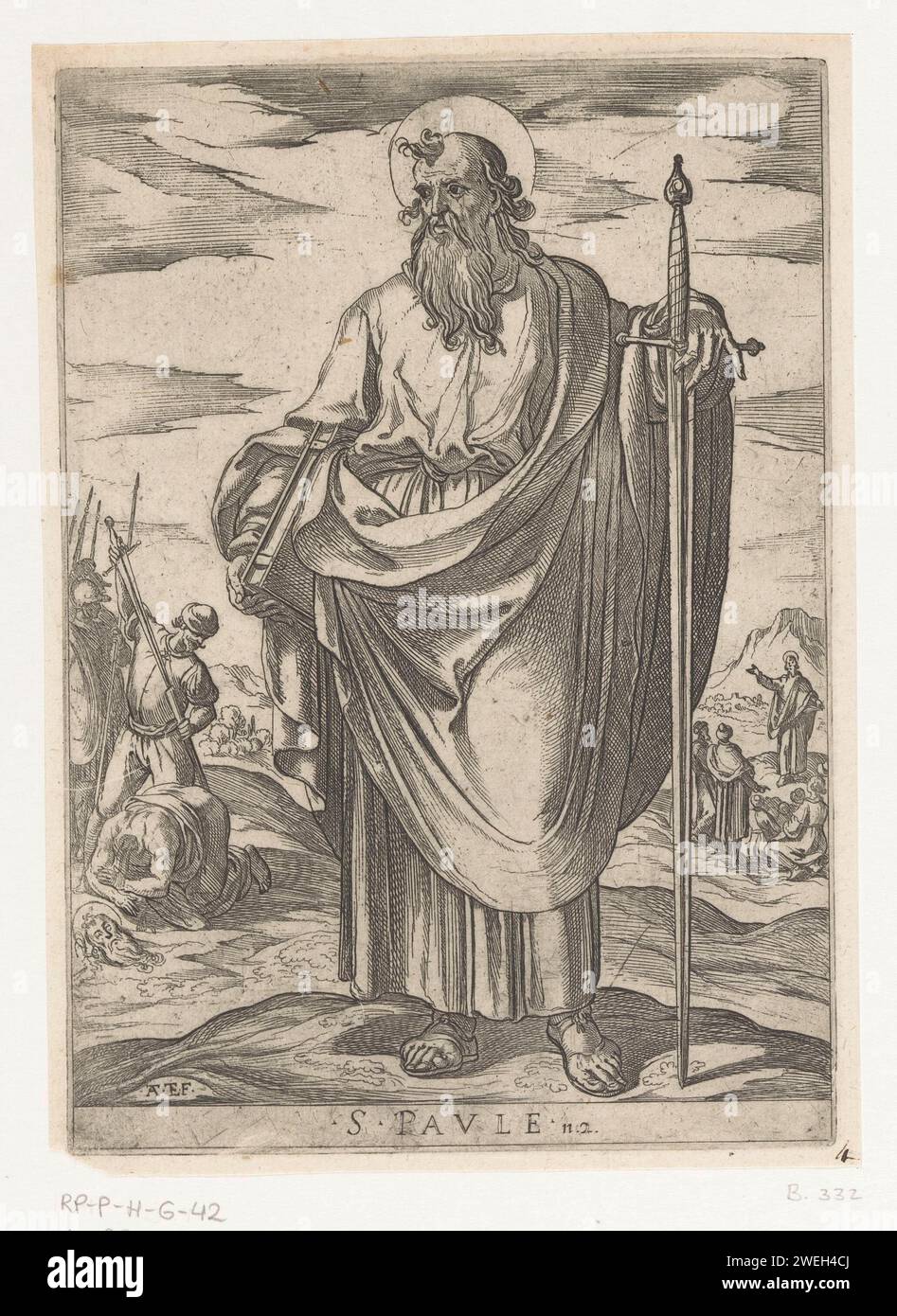 Saint Paul, Antonio Tempesta, 1565 1630 print Saint Paul with sword