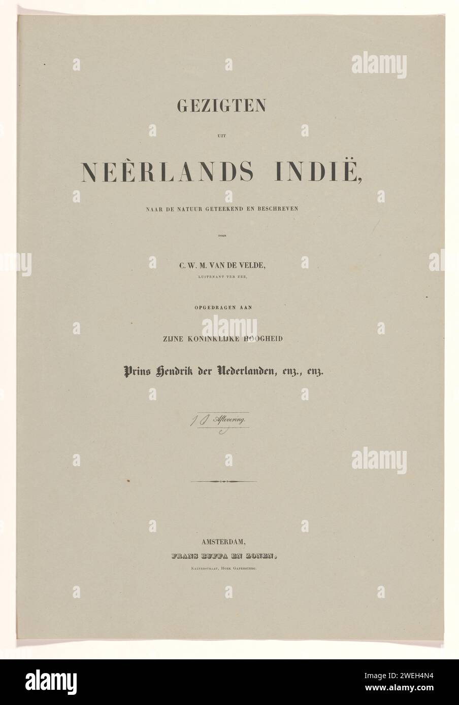 Cover with text magazines and prints on the Dutch East Indies: Tenth episode, Paulus Lauters, After Charles William Meredith van de Velde, 1843 - 1845 print Cover with six separate magazines including three texts and three lithographs. The cover is part of a folder with twelve covers.  paper  landscapes in the non-temperate zone, exotic landscapes Dutch East Indies, The Stock Photo