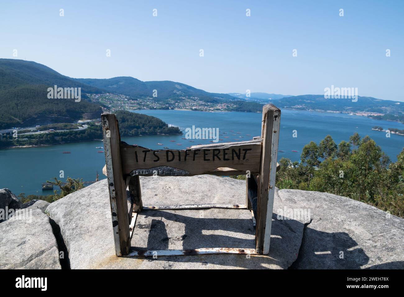The best bench in the world in Vigo Spain Stock Photo Alamy