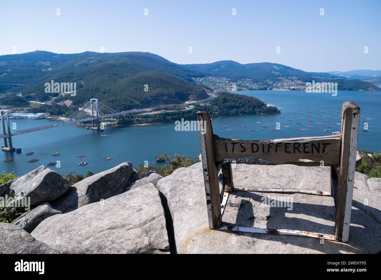 The best bench in the world in Vigo Spain Stock Photo Alamy