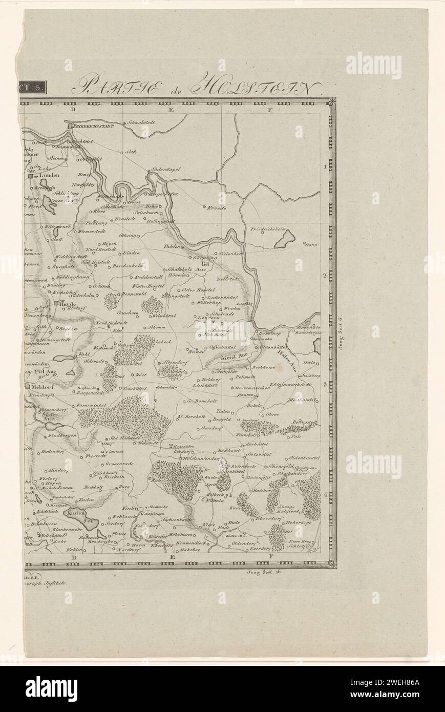 Right half of a map of Holstein, Johann David Schleuen (I), 1740 - 1784 print   paper engraving maps of separate countries or regions Holstein Stock Photo