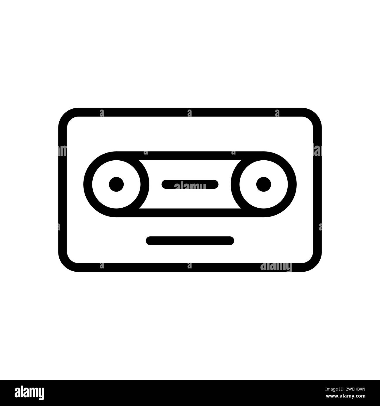 Vector black line icon music cassette tape isolated on white background ...