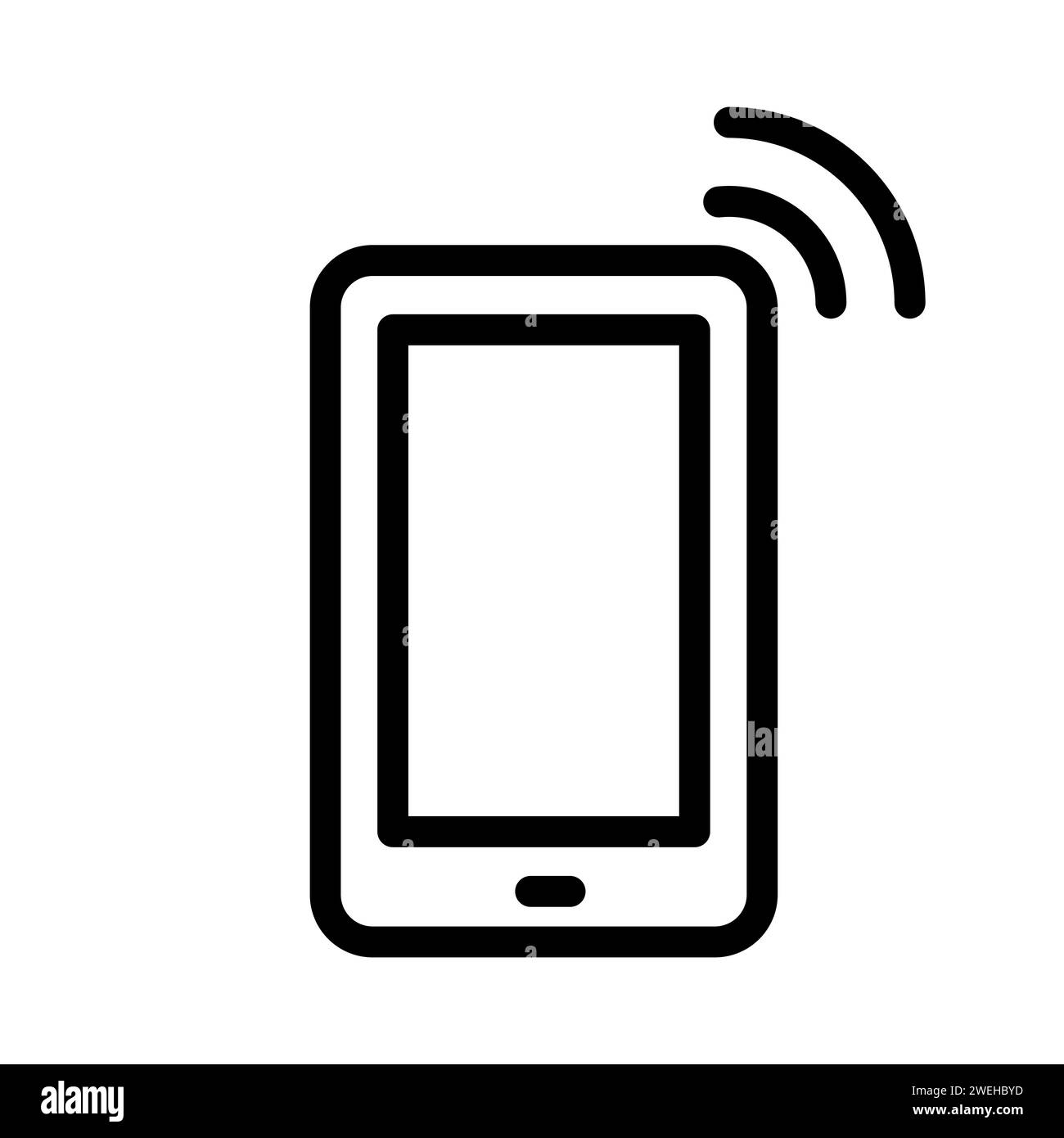 Vector black line icon sound on phone isolated on white background ...