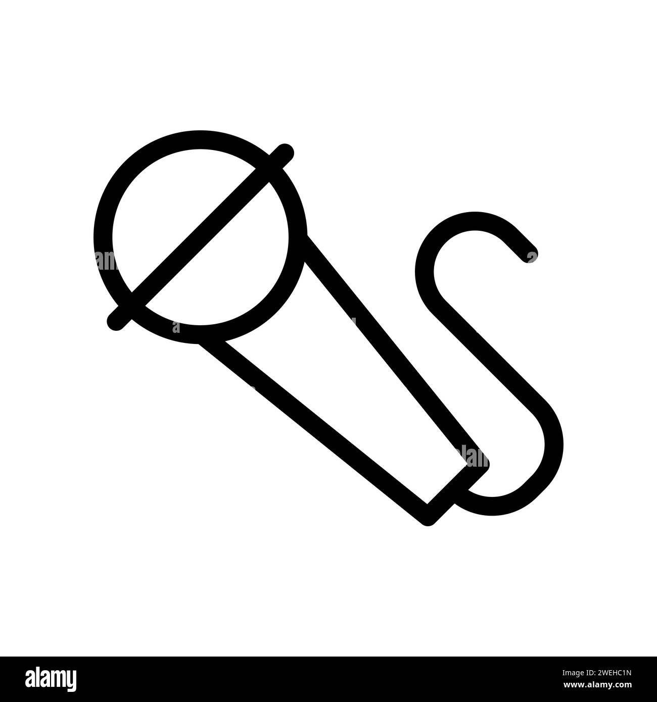 Vector black line icon music microphone isolated on white background ...
