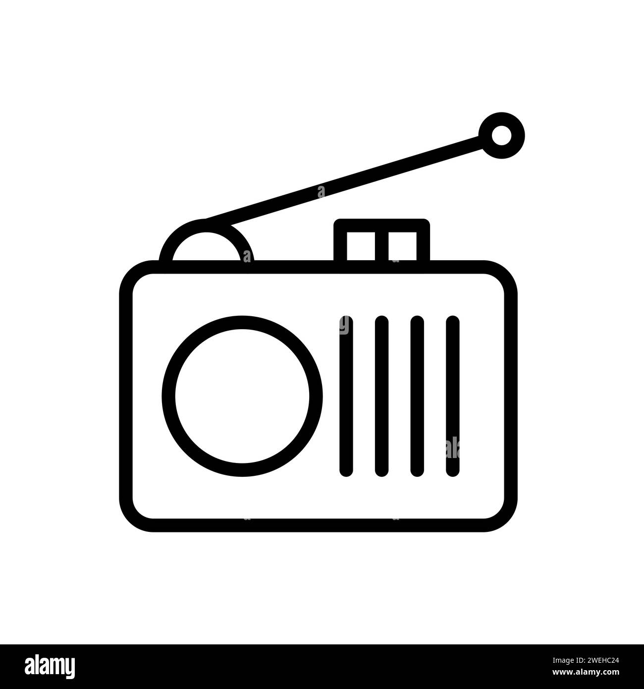 Vector black line icon music radio isolated on white background Stock ...