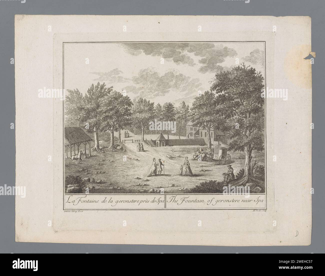 View Of The Géronstèrebron At Spa Henri Joseph Godin 1778 1782 Print Paper Etching View Of The Géronstèrebron At Spa Henri Joseph Godin 1778 1782 Print Paper Etching