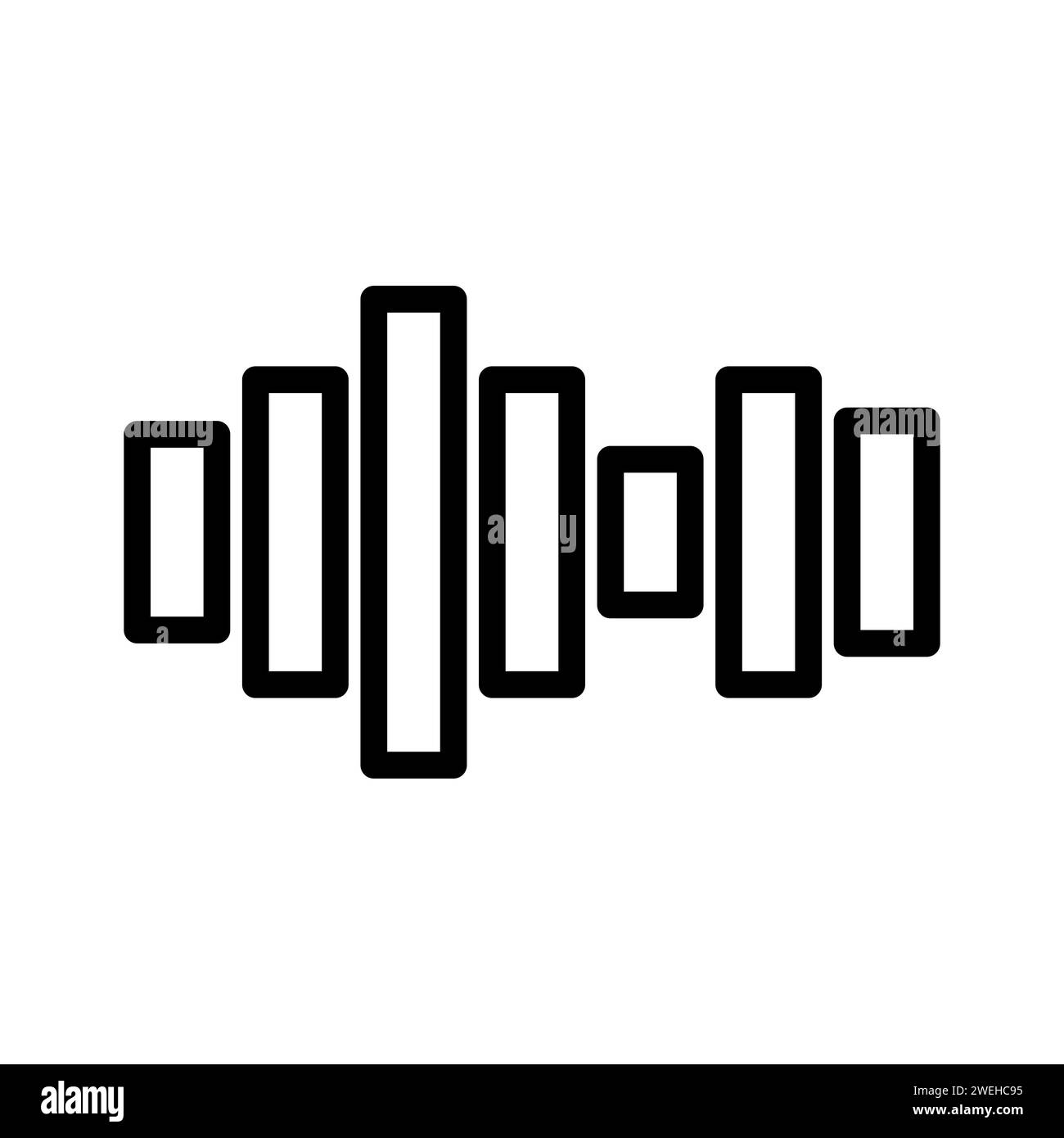 Vector black line icon musical wave isolated on white background Stock ...