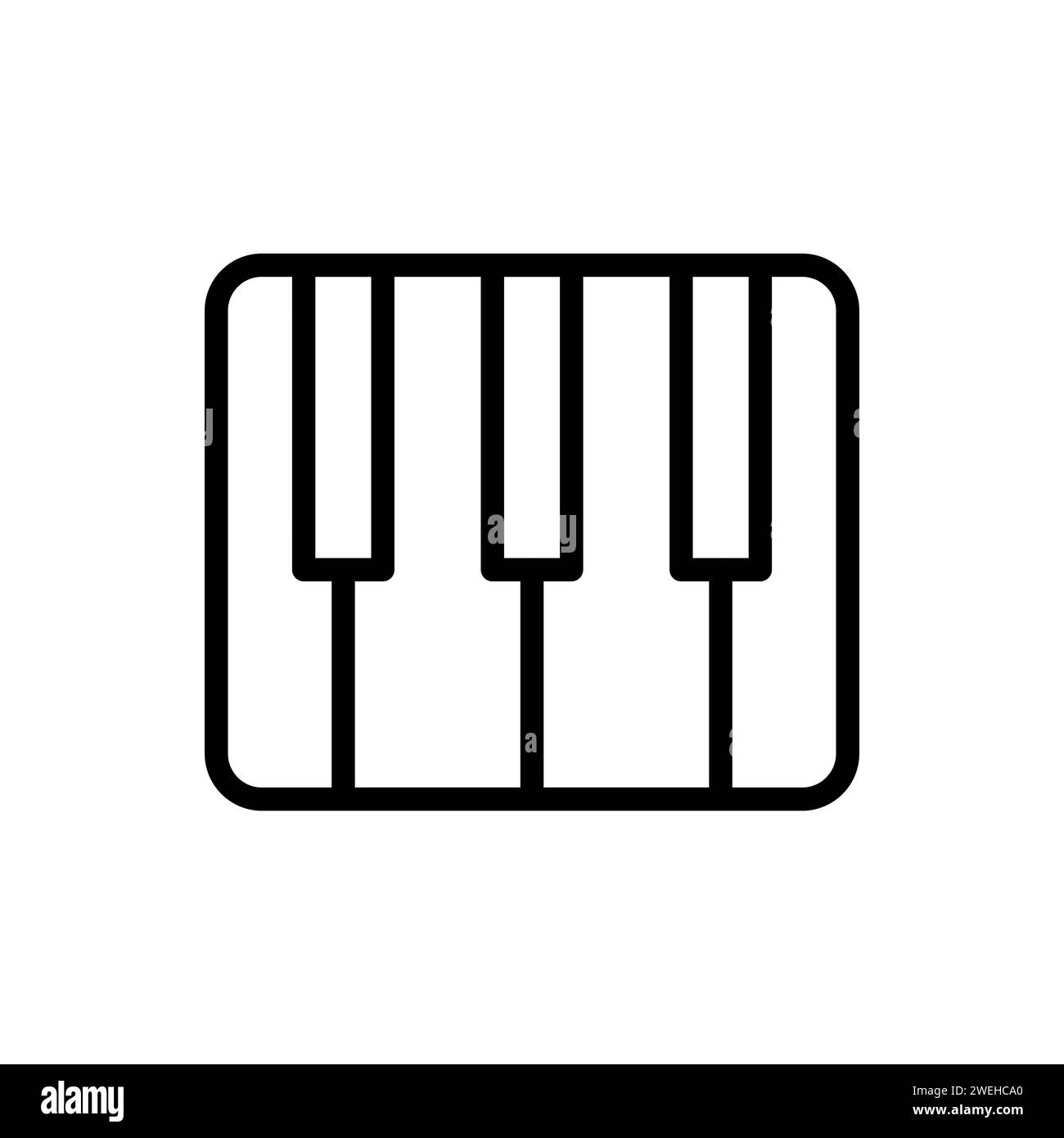 Vector black line icon piano keyboard isolated on white background ...