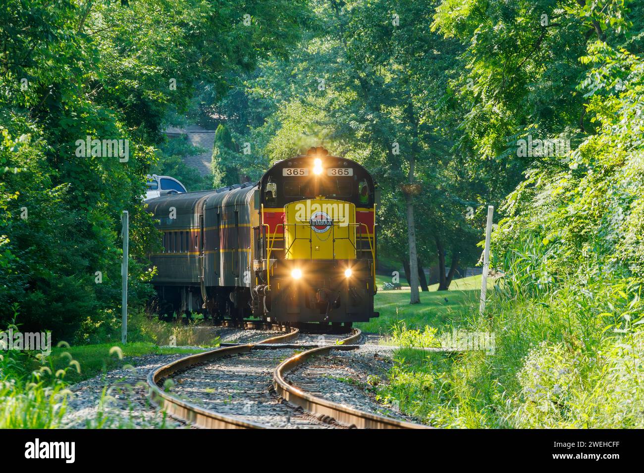 Diesel locomotive ALCOA C420 number CVSR 365. Operated as special event on the Cuyahoga Valley Scenic Railroad. Brecksville Station, Cuyahoga Valley N Stock Photo