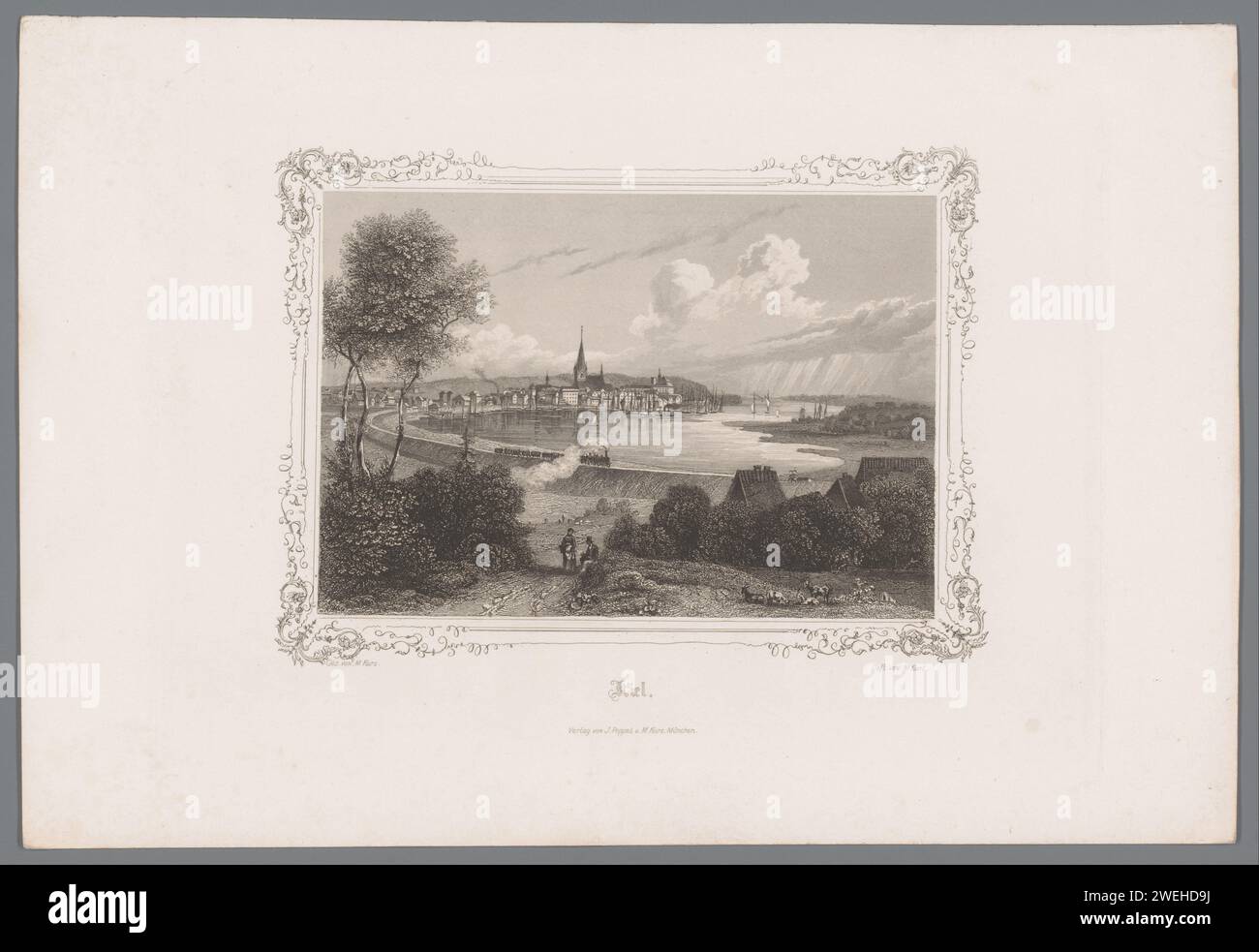 View Of Kiel Georg Michael Kurz 1847 Print Paper Engraving Etching City View In General View Of Kiel Georg Michael Kurz 1847 Print Paper Engraving Etching City View In General