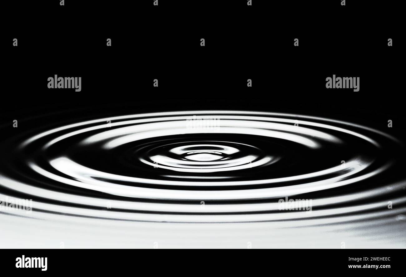 black water surface with circular waves Stock Photo