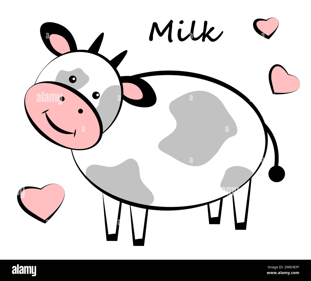 Cute cow on white background. Doodle Stock Vector Image & Art - Alamy