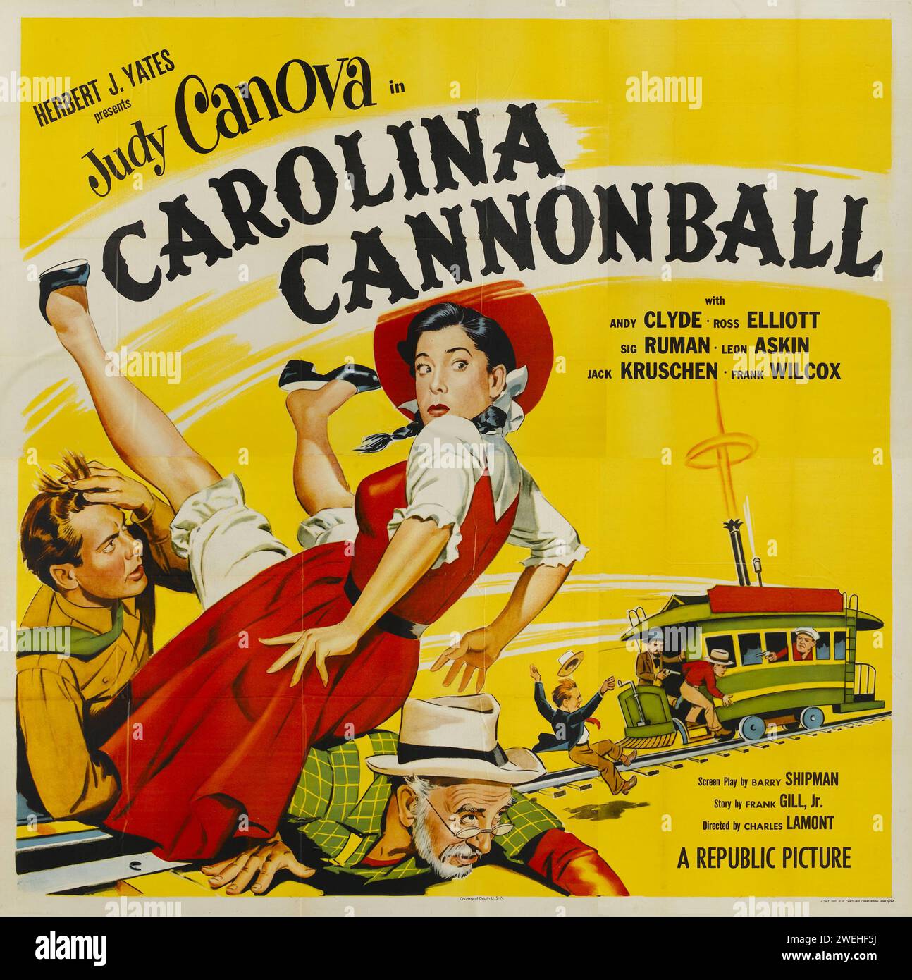 Judy Canova stars in Carolina Cannonball (Republic, 1955) Old film poster, Western Stock Photo