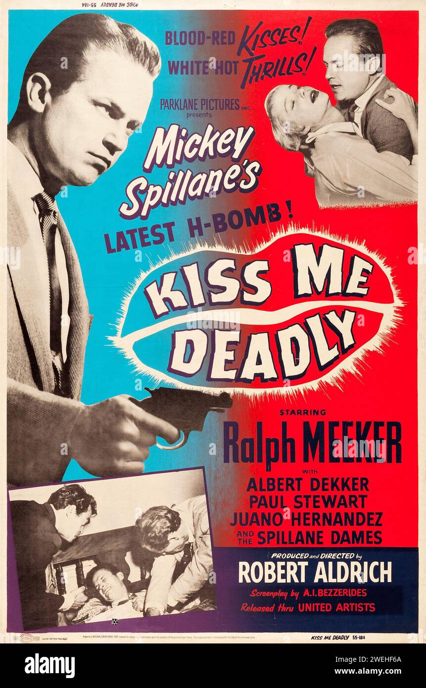 Old movie poster - Kiss Me Deadly (United Artists 1955) Mickey Spillane, Ralph Meeker Stock Photo