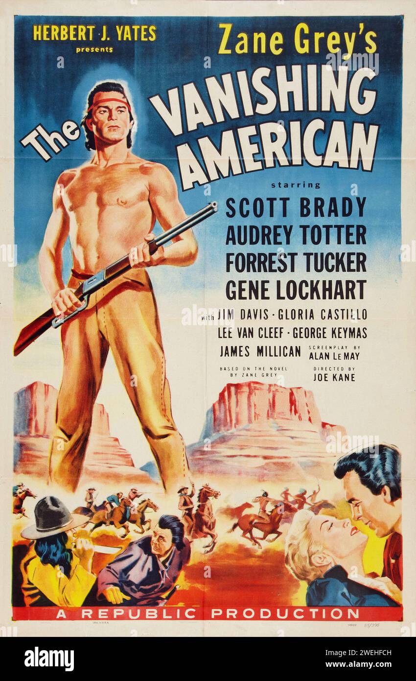 Zane Grey's The Vanishing American (Republic, 1955) Starring Scott Brady - Cowboy - Indians - Western - vintage film poster Stock Photo