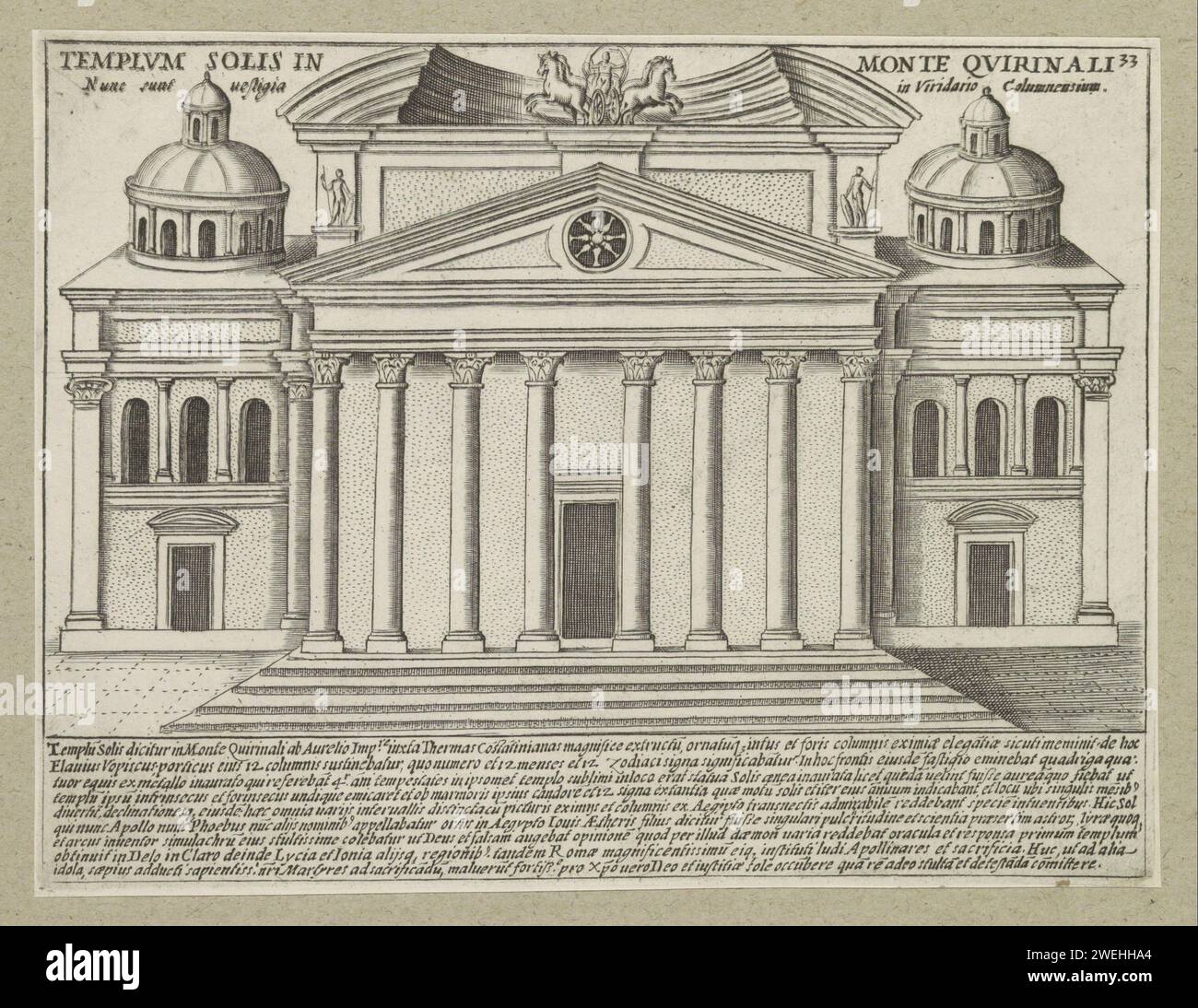 Tempio del Sole te Rome, Lauro, in Ont After 1637 print Text in