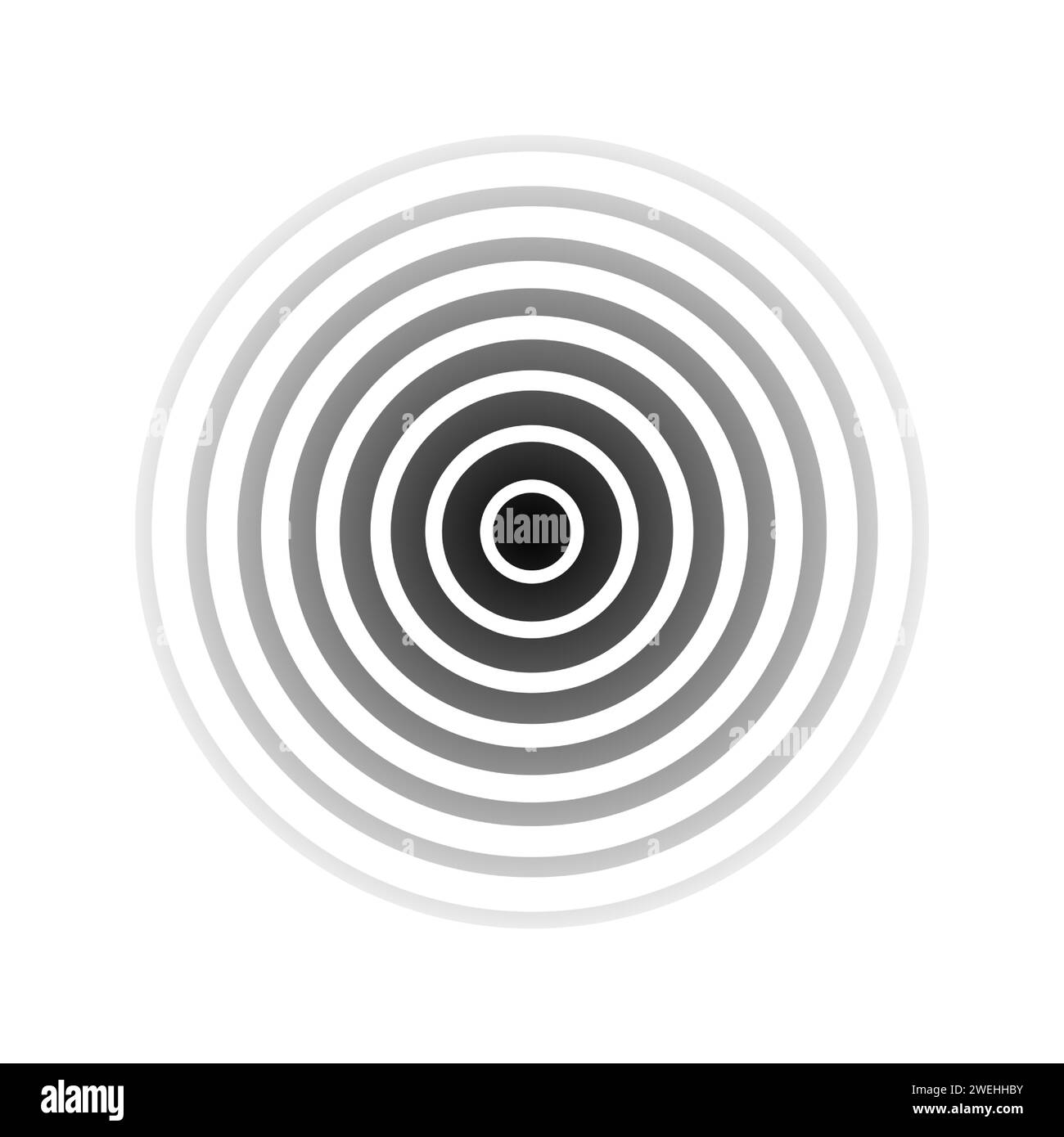 Circle wave earthquake. Sound ripple icon. Black effect pulse isolated on white background. Signal radio. Pattern wavy. Vibration line. Radial Stock Vector
