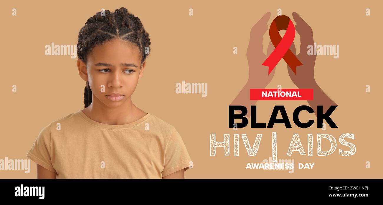 Awareness banner for National Black / HIV AIDS Awareness Day with sad ...