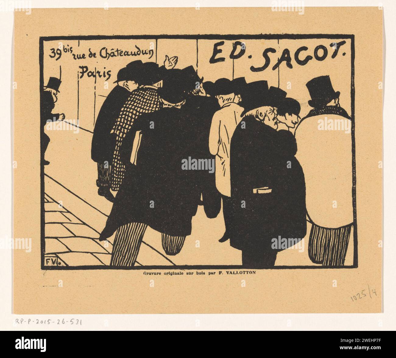 Business card of printer Edmond Sagot in Paris, 1892 print People on