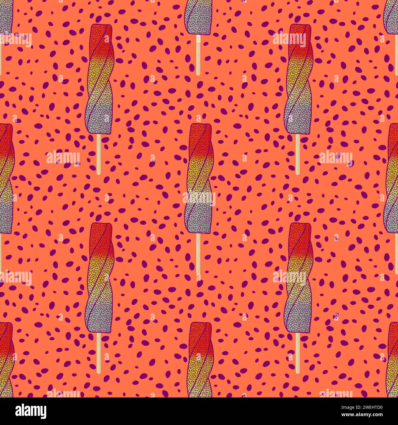 Summer cartoon food seamless ice cream pattern for wrapping paper and ...