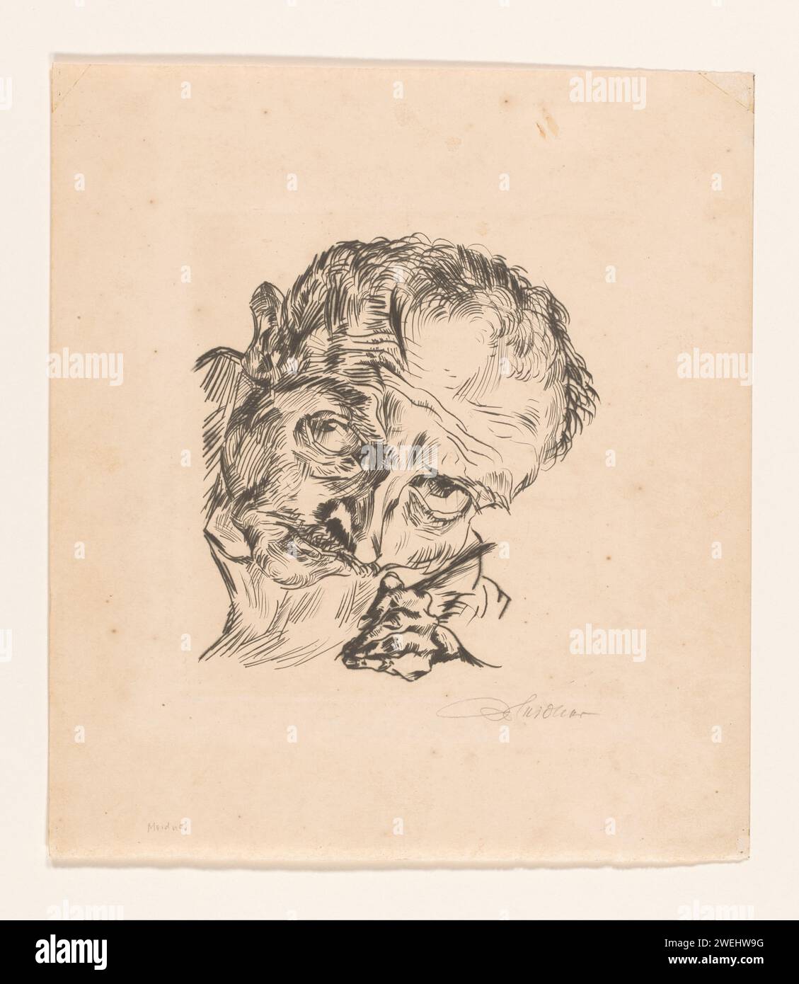 Zelfportet, Ludwig Meidner, 1919 print Japanese paper (handmade paper ...