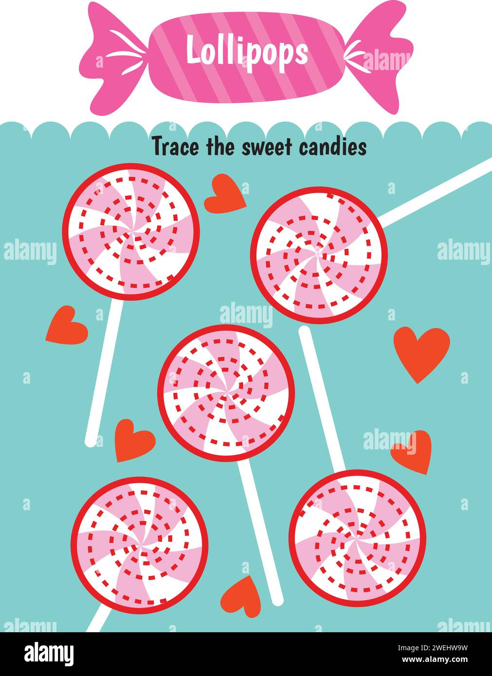 Pen tracing lines activity worksheet for children. Pencil control for